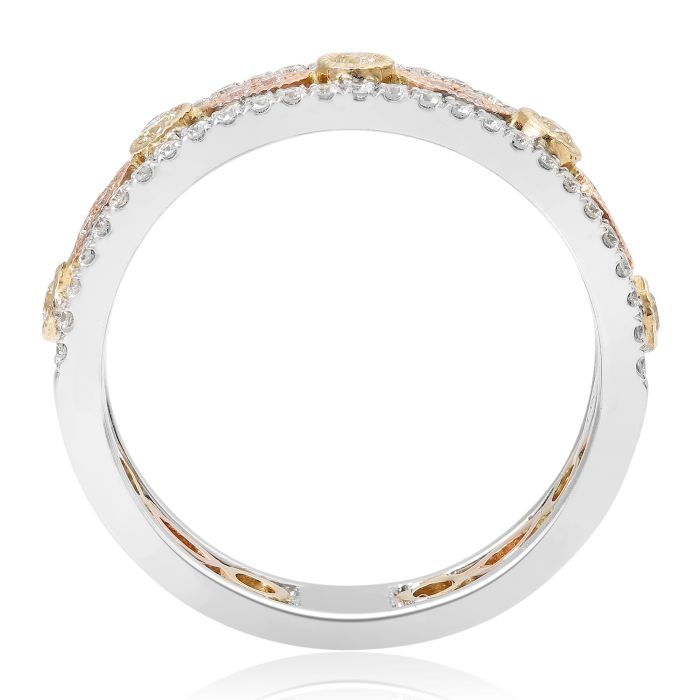 Tri-Gold Diamond Ring, side view