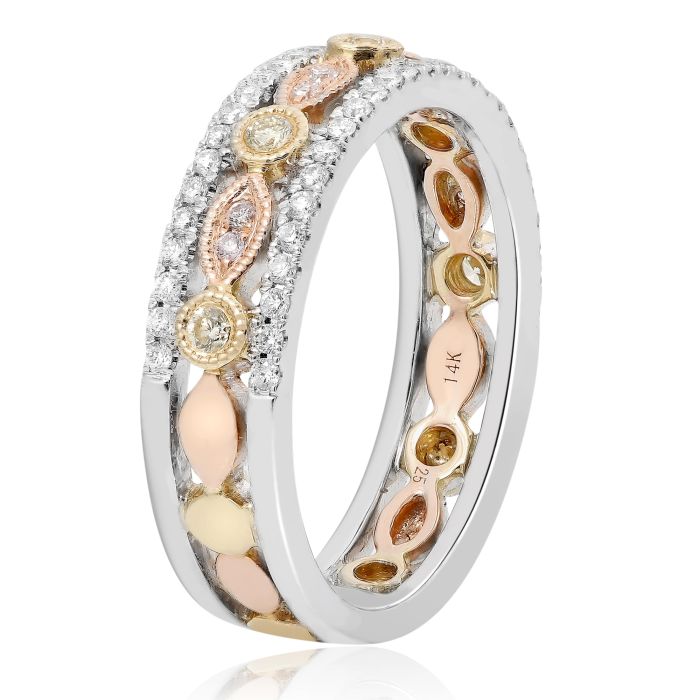 top view Tri-Gold Diamond Ring