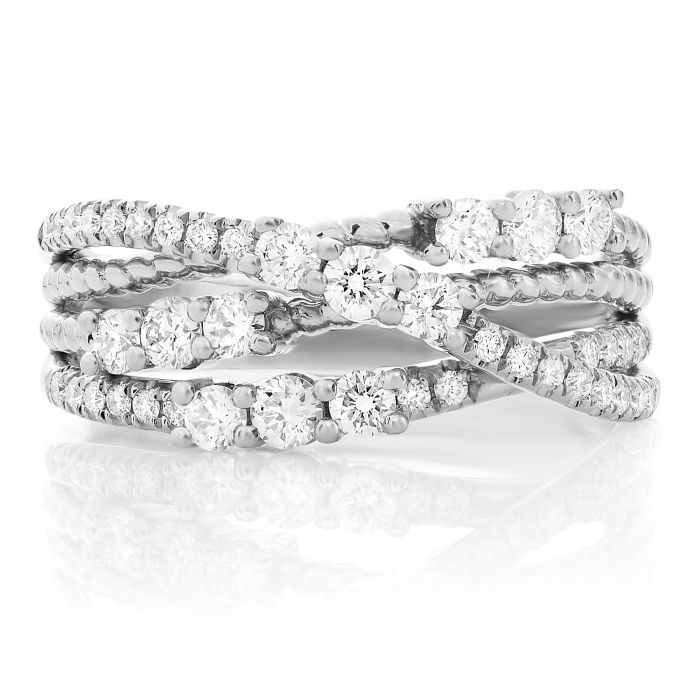 white gold Diamond Crossover Ring