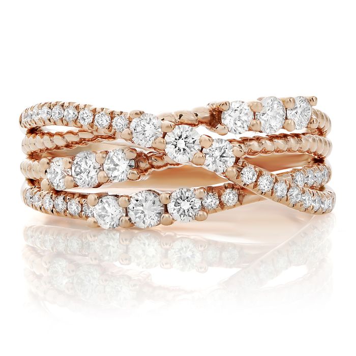 rose gold Diamond Crossover Ring