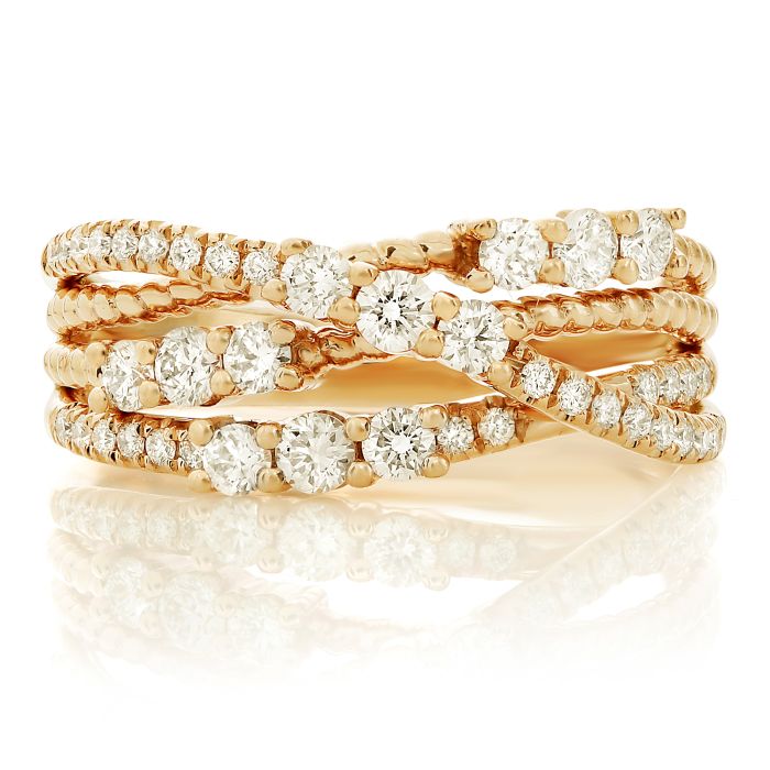 yellow gold Diamond Crossover Ring