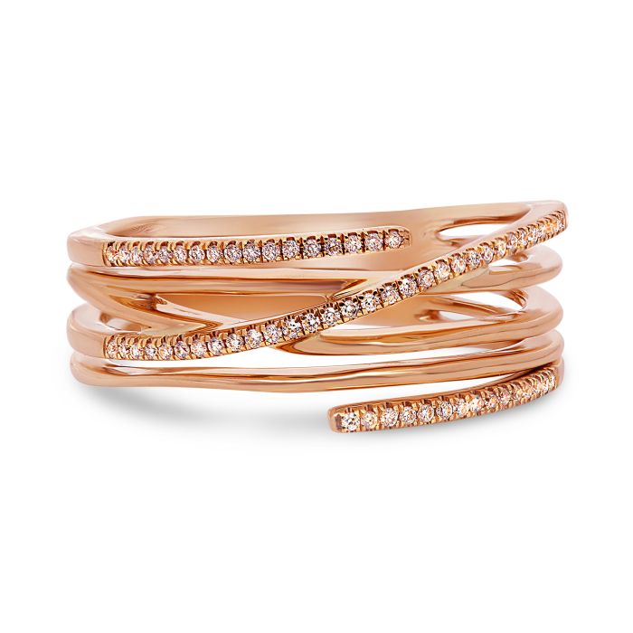rose gold diamond overlapping ring