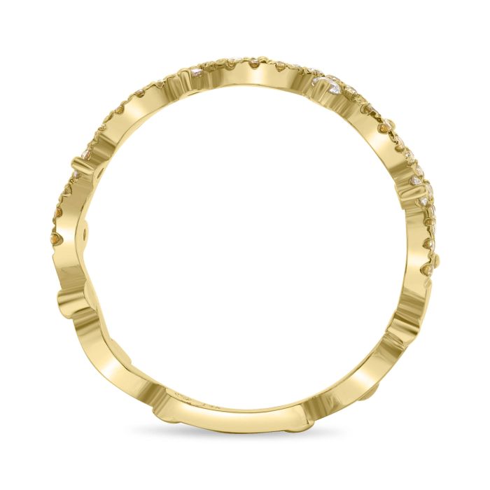 side view of Wavy Diamond Ring, yellow gold