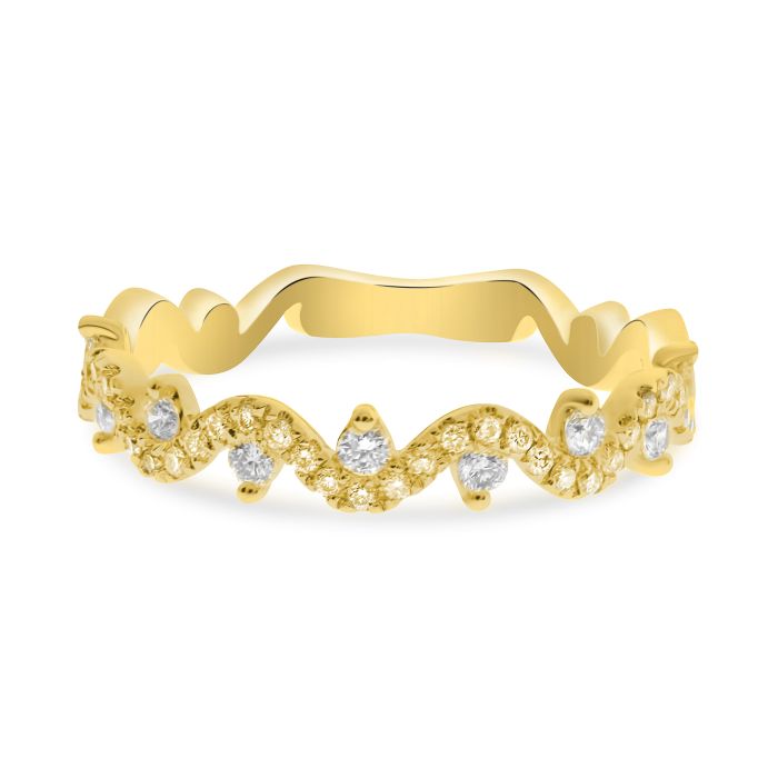 Wavy Diamond Ring, yellow gold