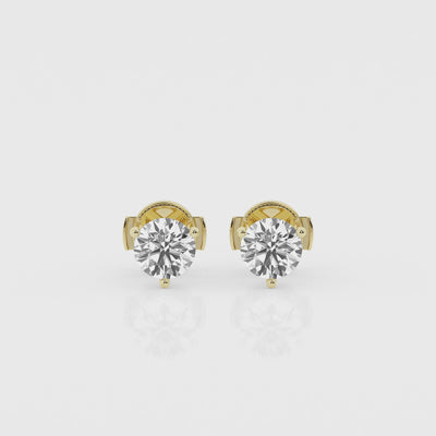 video of Yellow gold stud earrings adorned with 1.5 carat lab-grown round diamonds