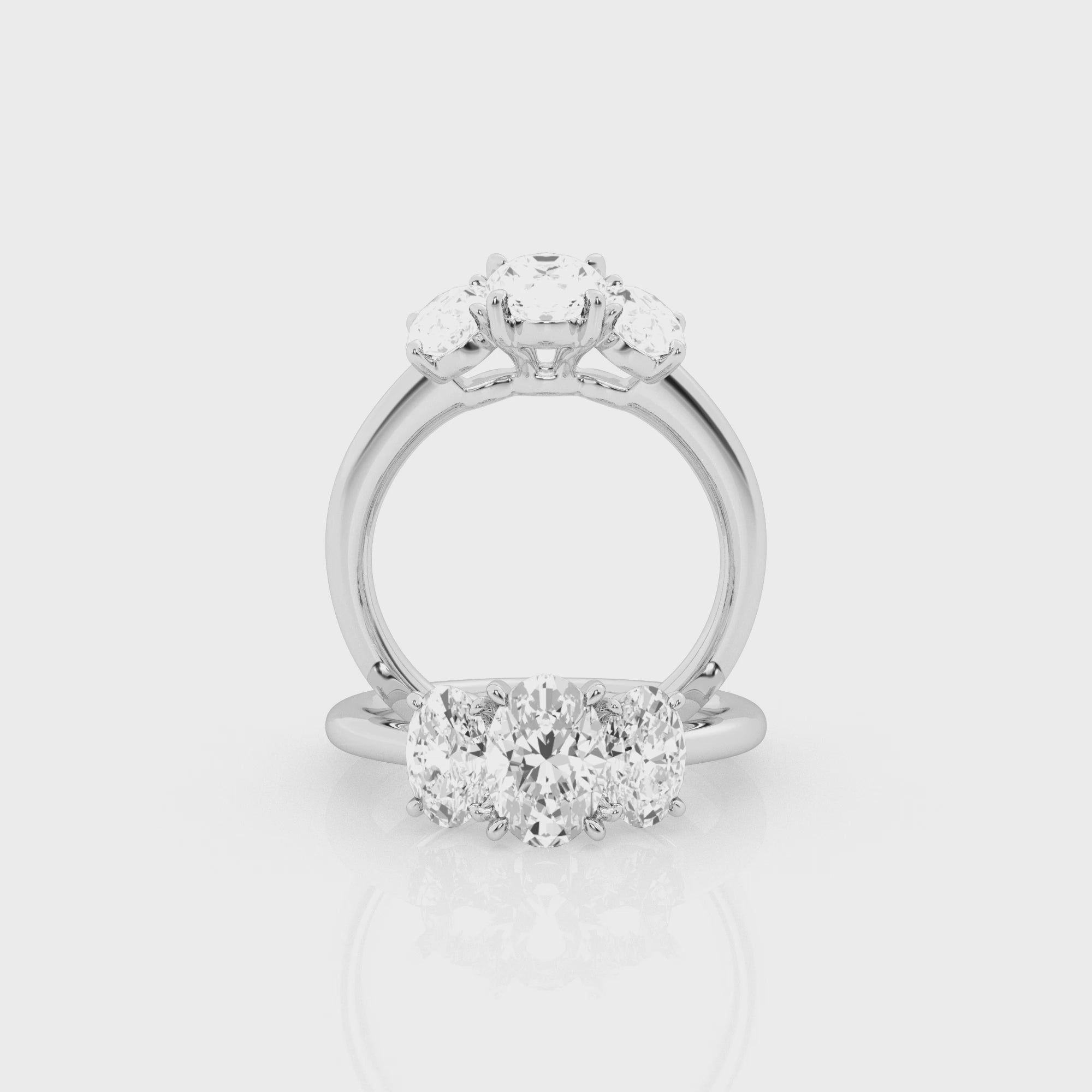 3 carat Oval Three Stone Diamond Ring