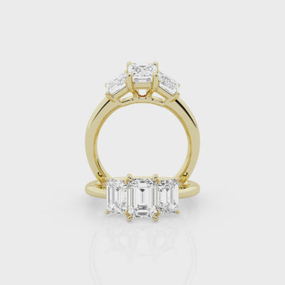 3 carat Emerald Cut Three Stone Diamond Ring
