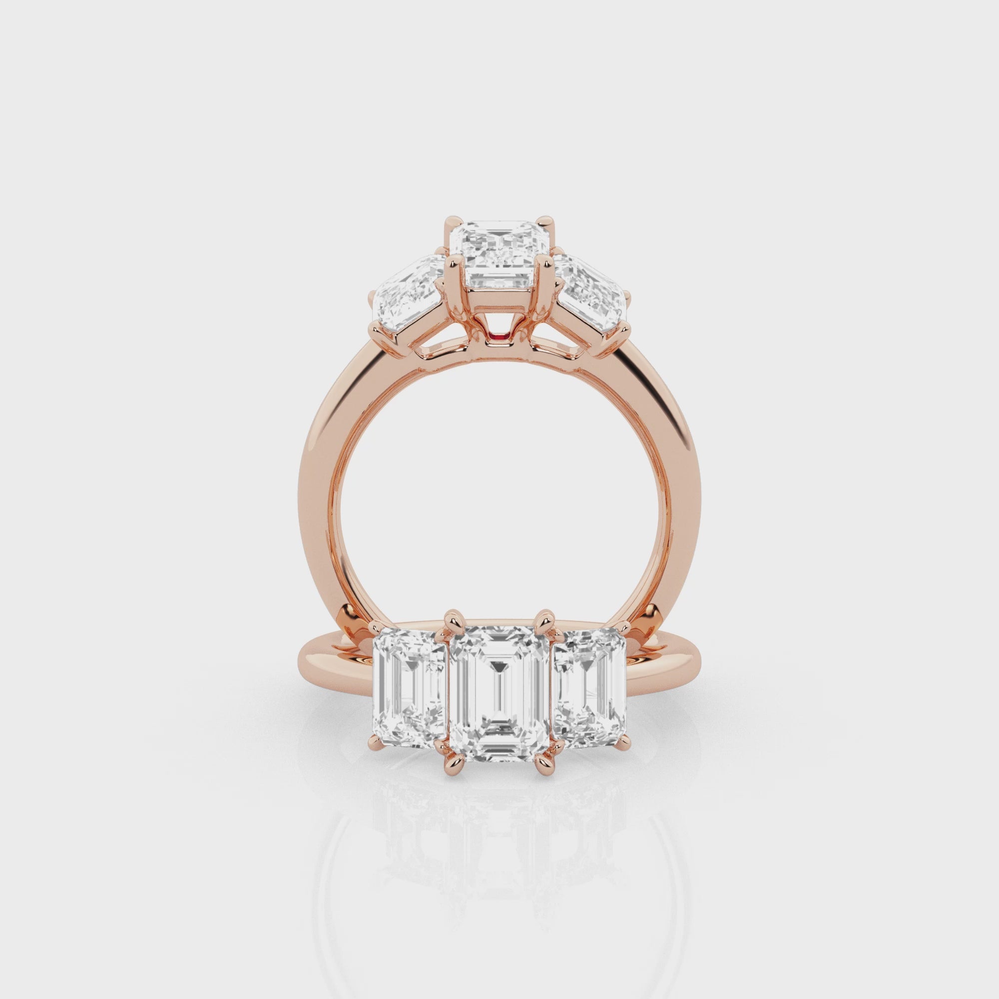 3 carat Emerald Cut Three Stone Diamond Ring