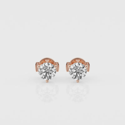 video of Rose gold stud earrings showcasing 1.5 carat lab-grown round diamonds