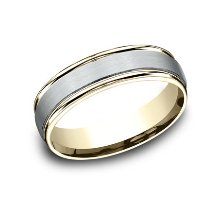 14K Yellow White wedding band