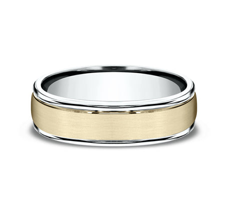 front view of Platinum/18K Yellow wedding band for man