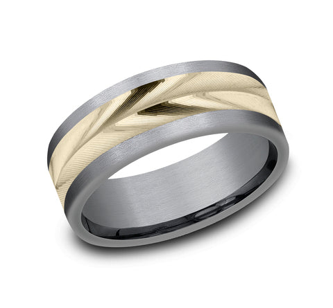 Tantalum Grey 14K Yellow wedding band