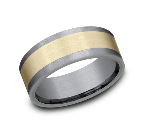 The Duke - Tantalum Grey/14K Yellow wedding band