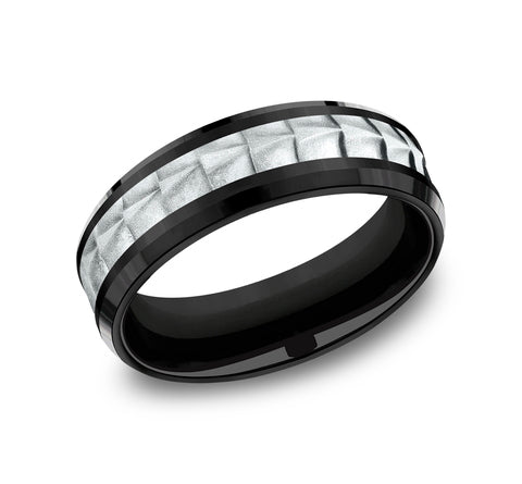 The Dundee - Black Titanium/14K White wedding band