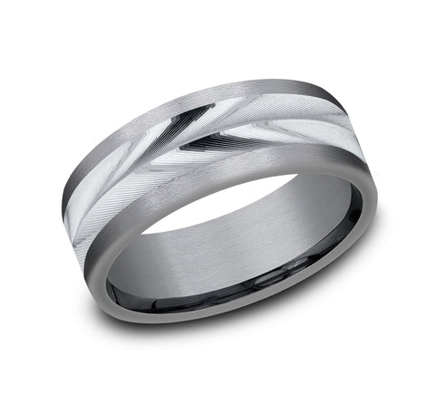 Tantalum Grey 14K White wedding band