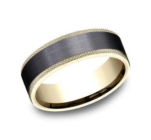 14K Yellow/Black Titanium wedding band