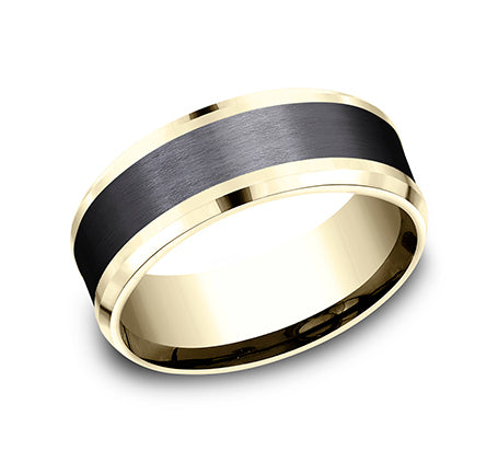 The Duke - 14K Yellow/Black Titanium wedding band