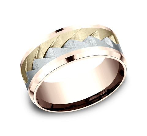 The Range - 14K Rose/White/Yellow wedding band