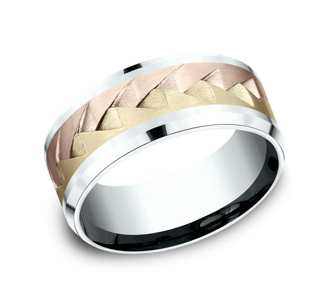 The Range - 14K White/Rose/Yellow wedding band