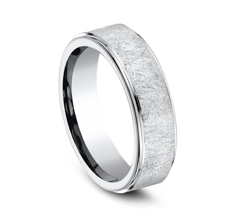 Cobalt White wedding band for man, side view