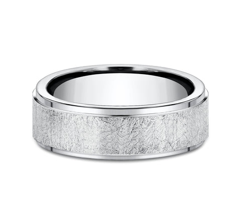front of Cobalt White wedding band for man