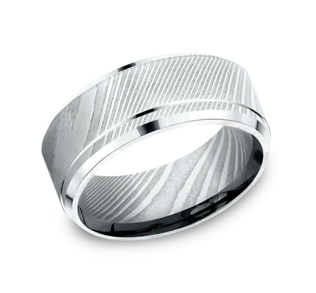 The Duke - Damascus Steel wedding band