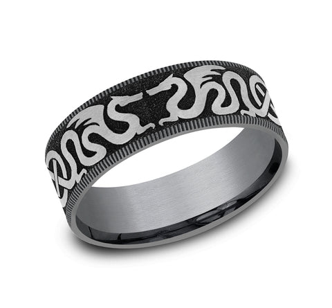 The Dragon - Tantalum Grey/Grey-Black Titanium wedding band