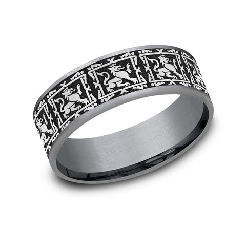 The Guardian - Tantalum Grey/Grey-Black Titanium wedding band