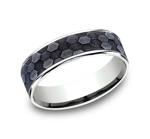 The Keeper - 14K White/Tantalum Grey wedding band