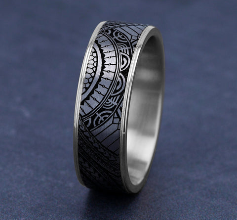 The Polynesian - 14K White/Grey-Black Titanium