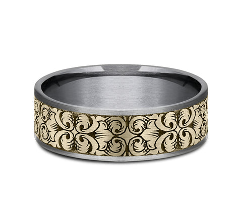 Border Script - Tantalum Grey/14K Yellow