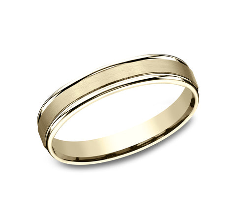 18K Yellow satin center wedding band