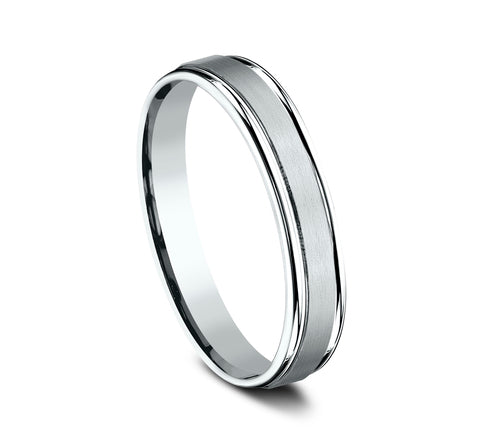 side view of platinum wedding band with polished round edges