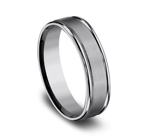 Tungsten wedding band for man, side view