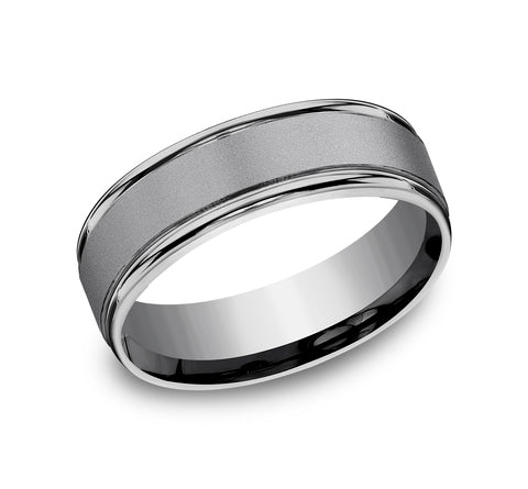 tantalum grey wedding ring with polished round edges
