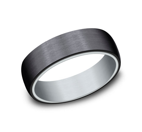 The Baron - 14K White/Black Titanium wedding band