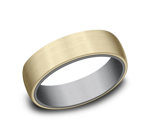 The Baron - Tantalum Grey14K Yellow wedding band
