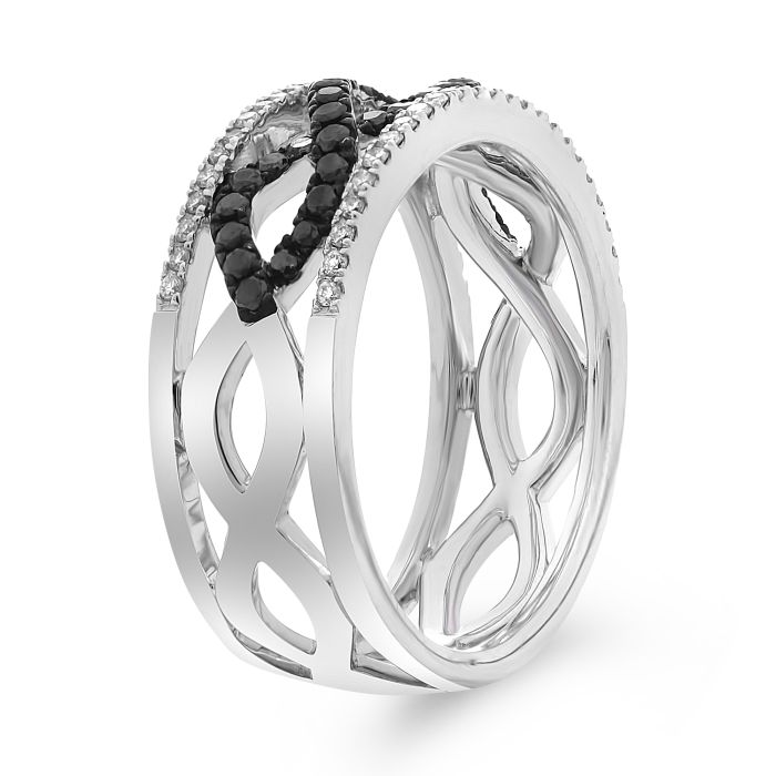 side view of Black & White Infinity Ring