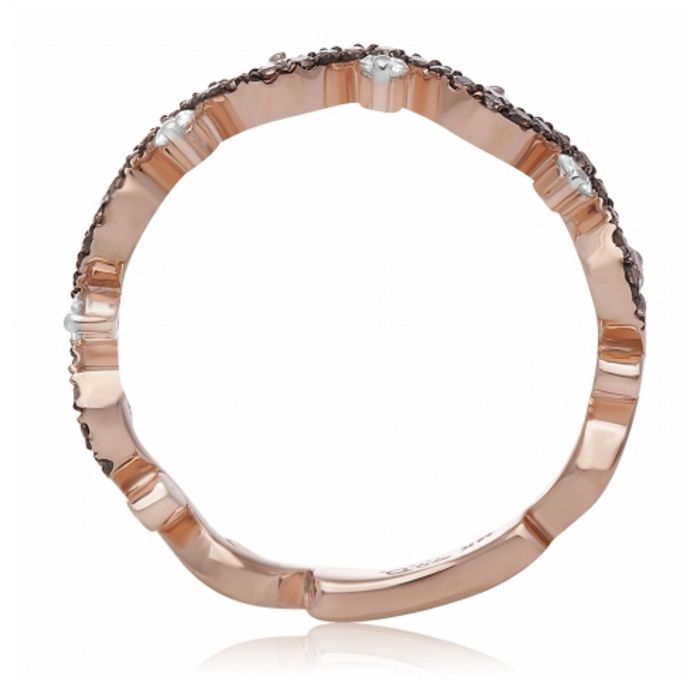 Rose Gold, Wavy Black and Champagne Diamond Ring