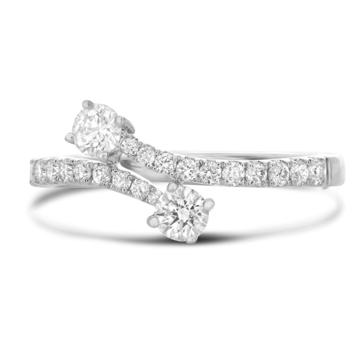 14K White Gold Bypass Diamond Radiance Ring: Sophisticated with a touch of charm. Crafted from high-quality white gold, featuring round-cut diamonds for brilliance