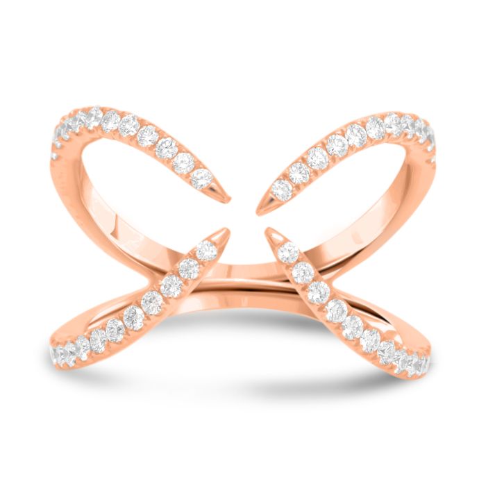 rose gold Open Criss-Cross Diamond Ring