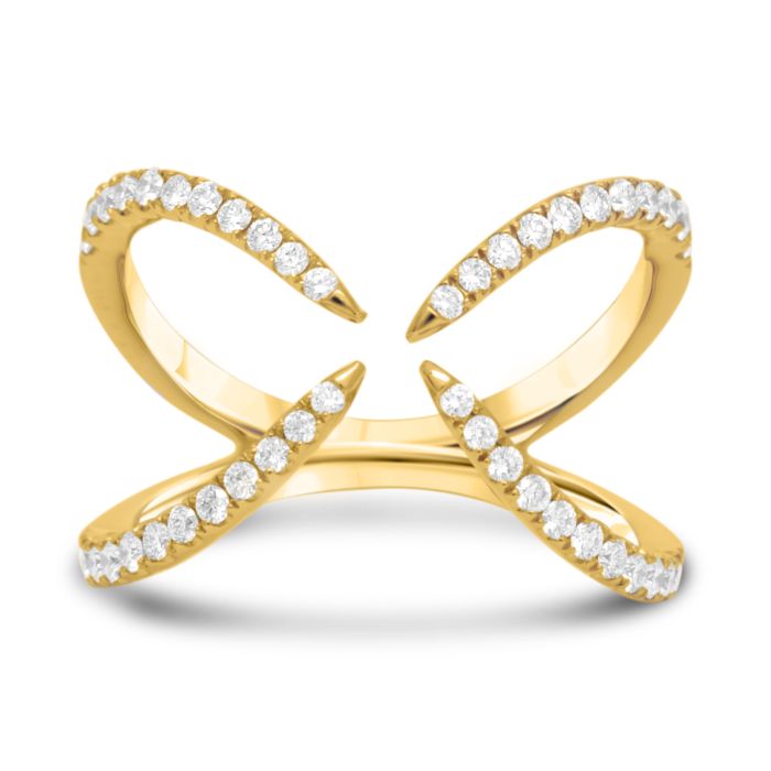 yellow gold Open Criss-Cross Diamond Ring