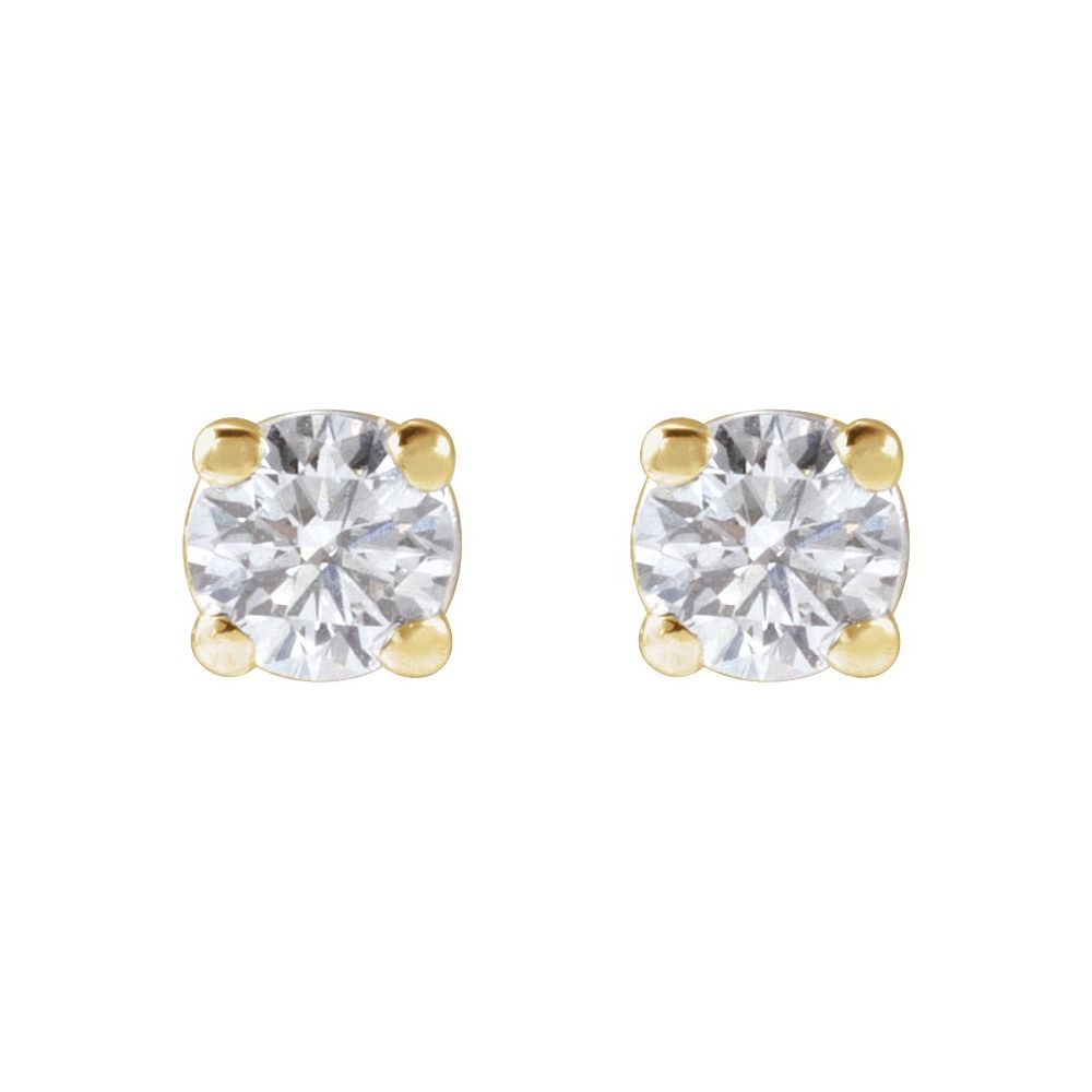Yellow gold lab-grown diamond stud earrings with 1/5 carat total weight