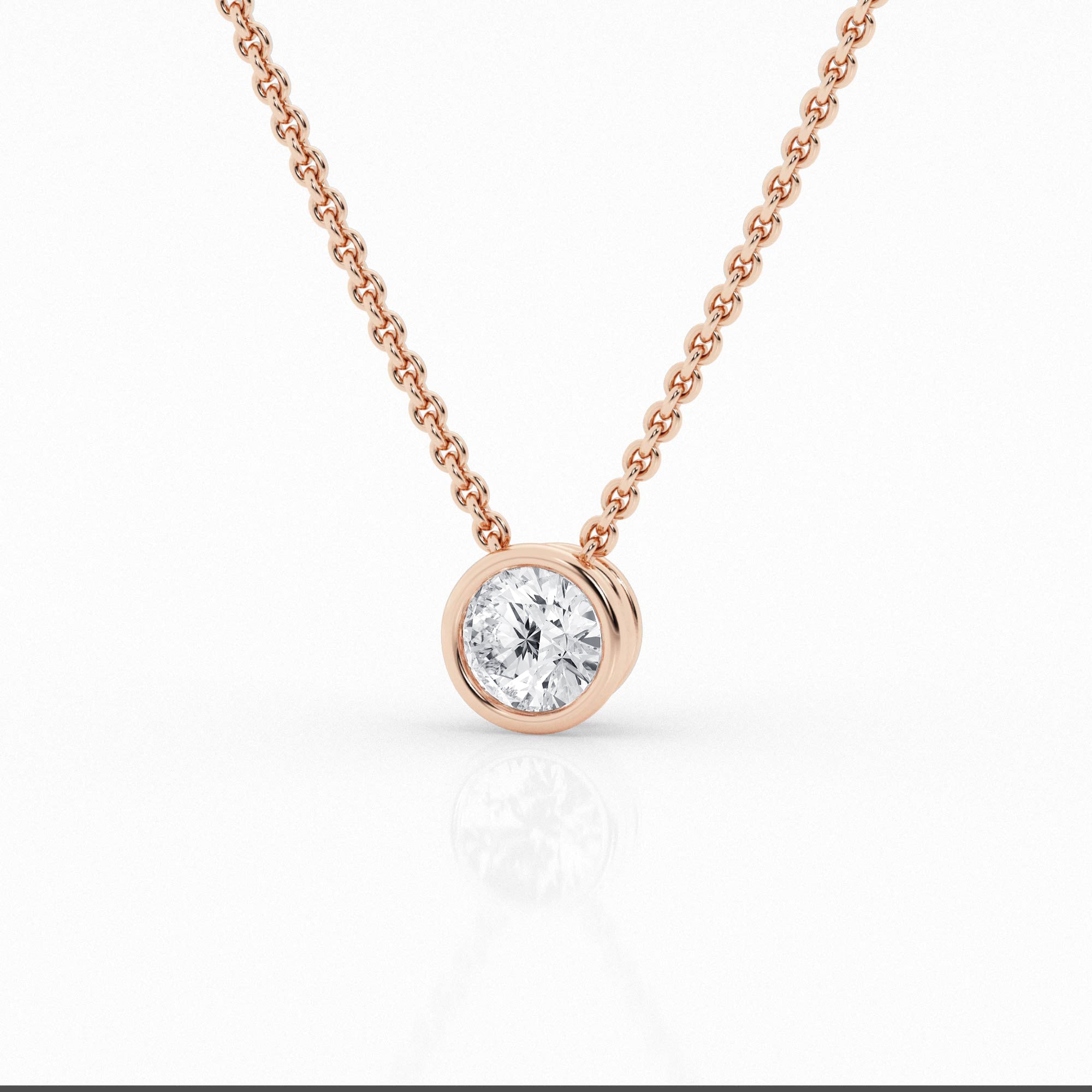 Rose gold bezel pendant showcasing a 0.5 carat lab-grown diamond