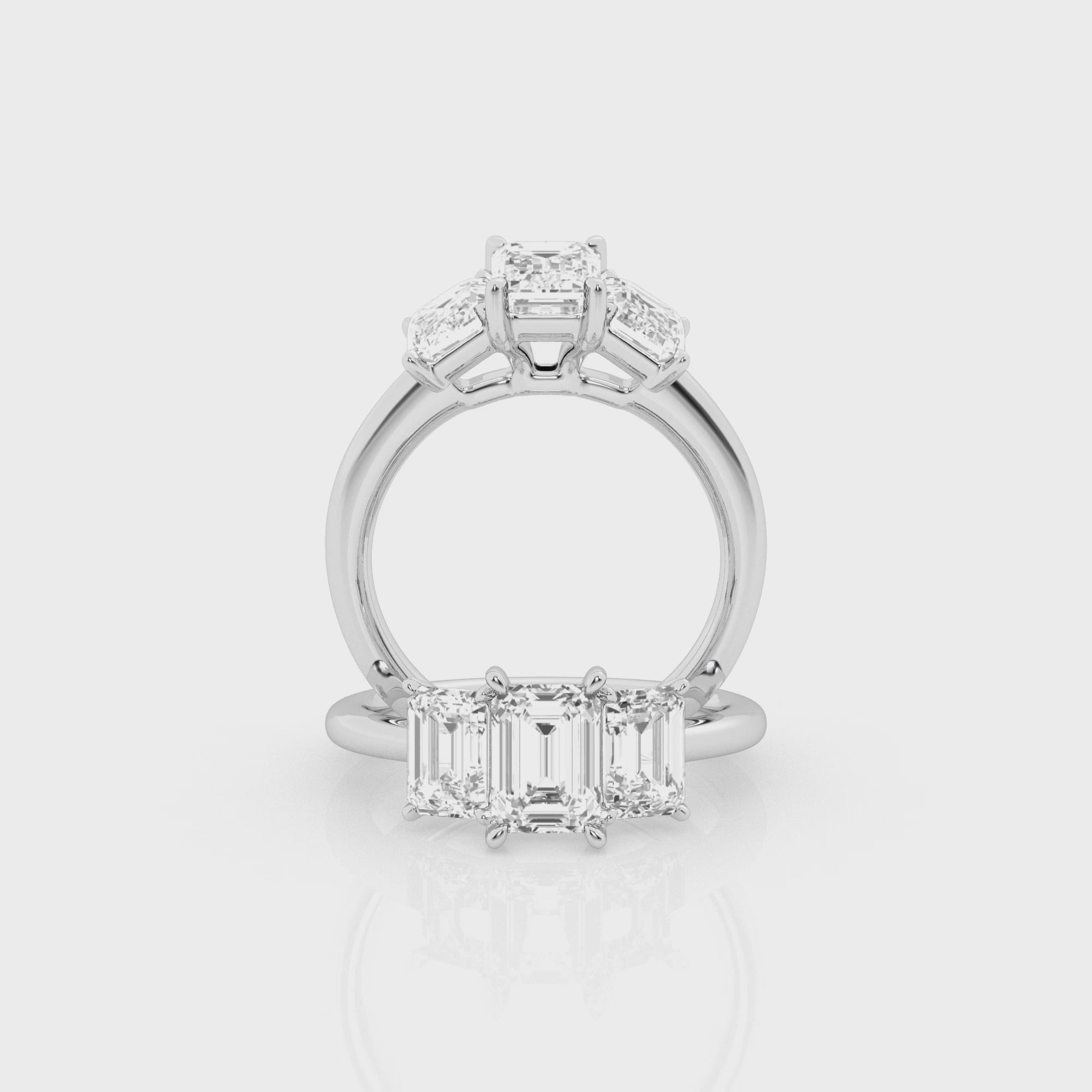 3 carat Emerald Cut Three Stone Diamond Ring