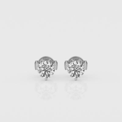 video of White gold stud earrings featuring 1.5 carat lab-grown round diamonds