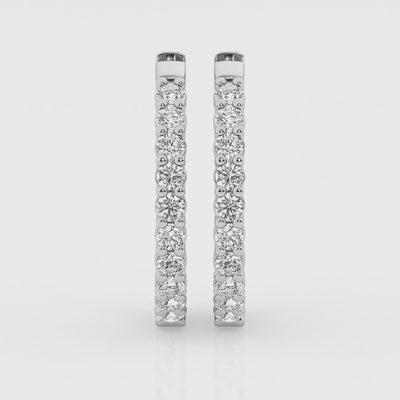 3 carat Hoop Diamond Earrings