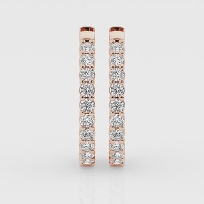 3 carat Hoop Diamond Earrings