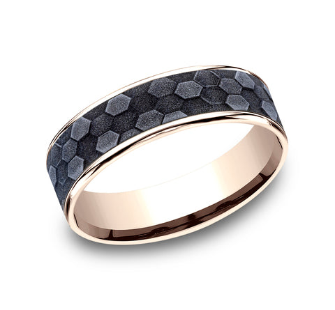 The Keeper - 14K Rose/Tantalum Grey wedding band