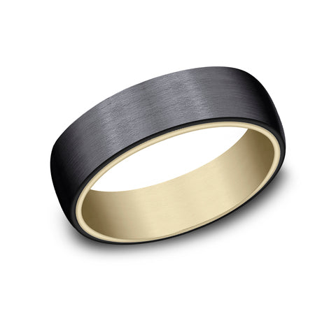 The Baron - 14K Yellow/Black Titanium wedding band